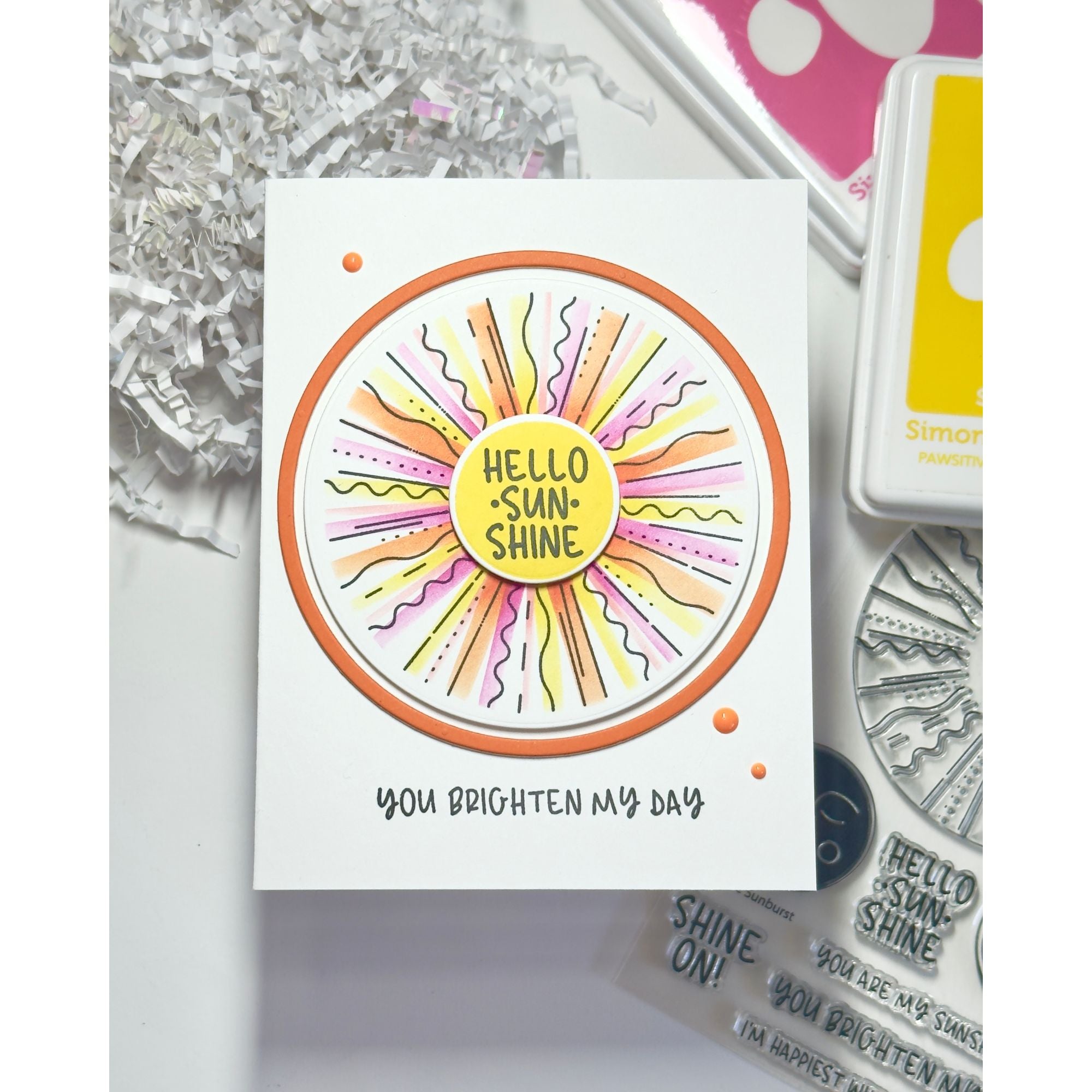 Simon Says Stamp Pack of 4 Stencils Sunburst 1151stc Shine On Brighten My Day Summer Card Karen Downs