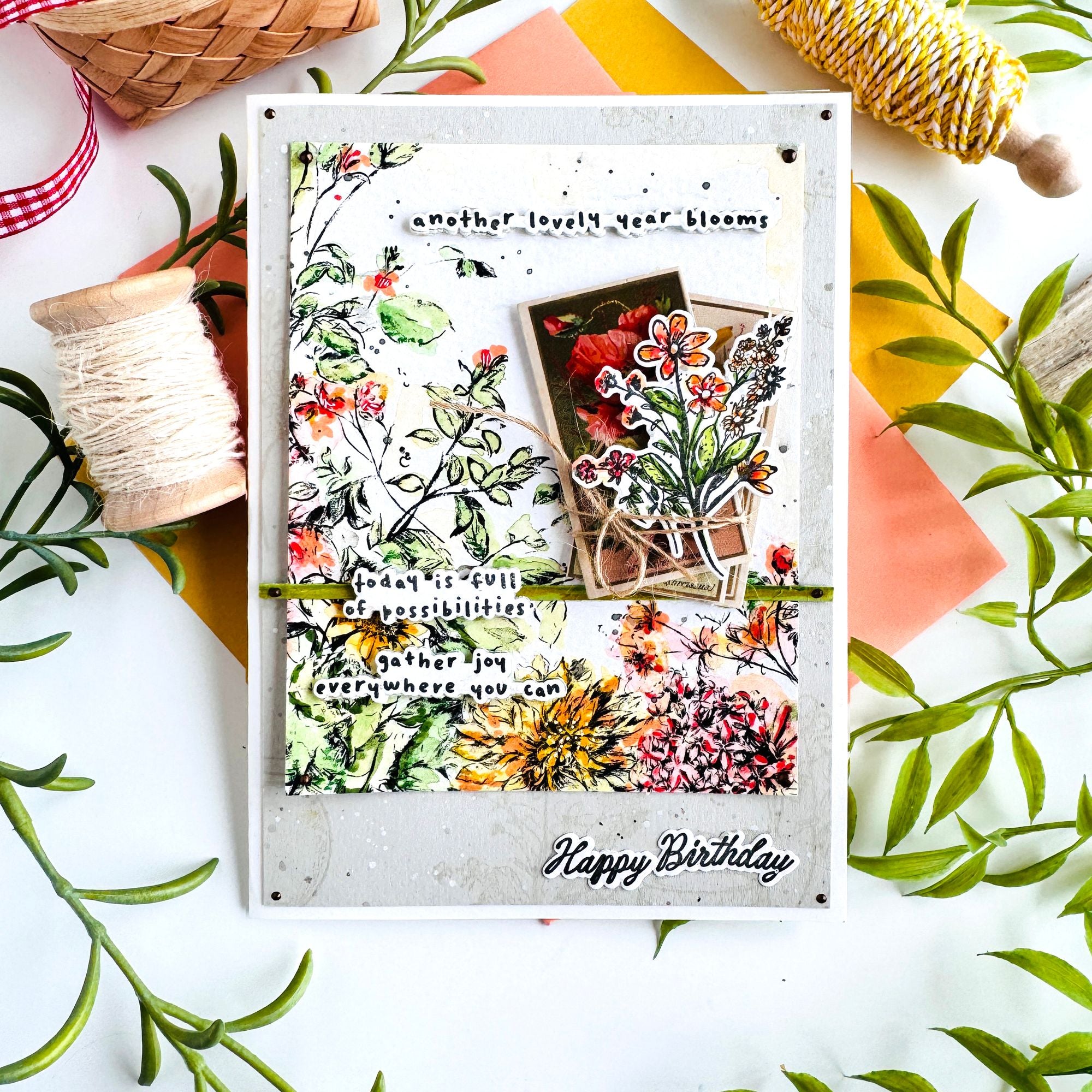 Simon Says Stamp Pack of 4 Watercolor Card Fronts Sketched Florals 1023sf Bobbi Lemanski Cheerful Flowers Card | color-code:ALT03