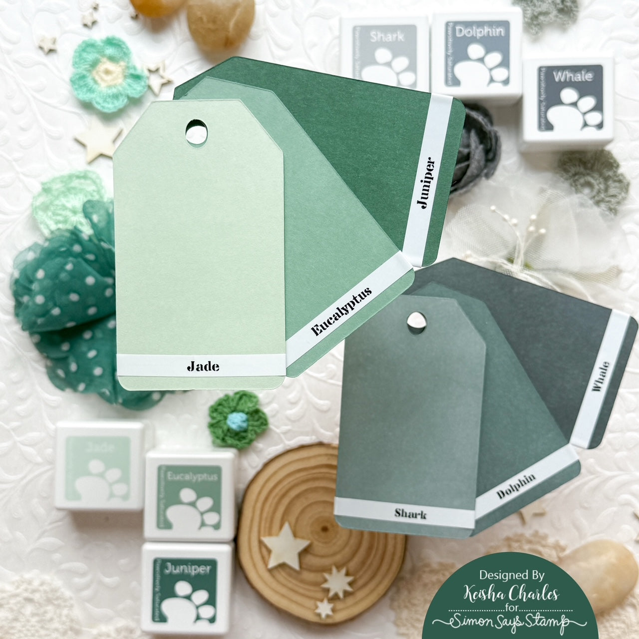 Simon Says Stamp Pawsitively Saturated Ink Cubes Green Forests and Re-Inkers ssc620set Every Happiness Keisha Charles Ink Cube Swatches