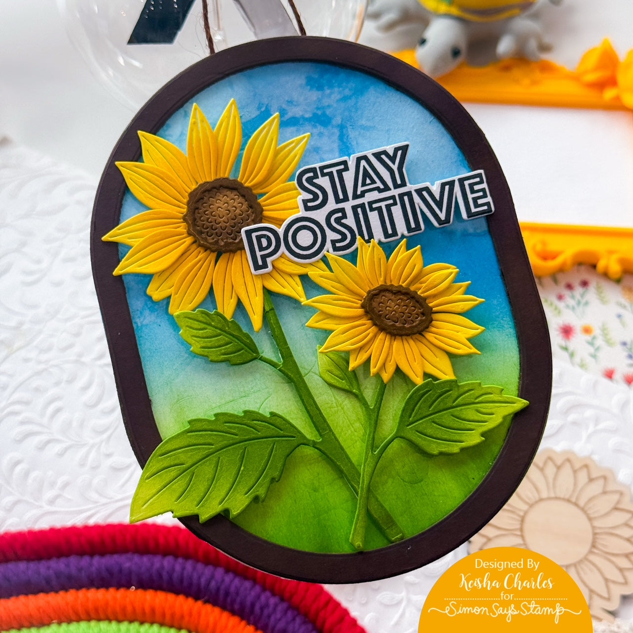 Simon Says Stamp Positive Thoughts Wafer Dies 1630mdc Every Happiness Keisha Charles Oval Stay Positive Card