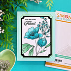 Simon Says Stamp Set of 2 Stencils Wild and Free Flowers 1152stc Always There Aqua Friend Card Sandi MacIver