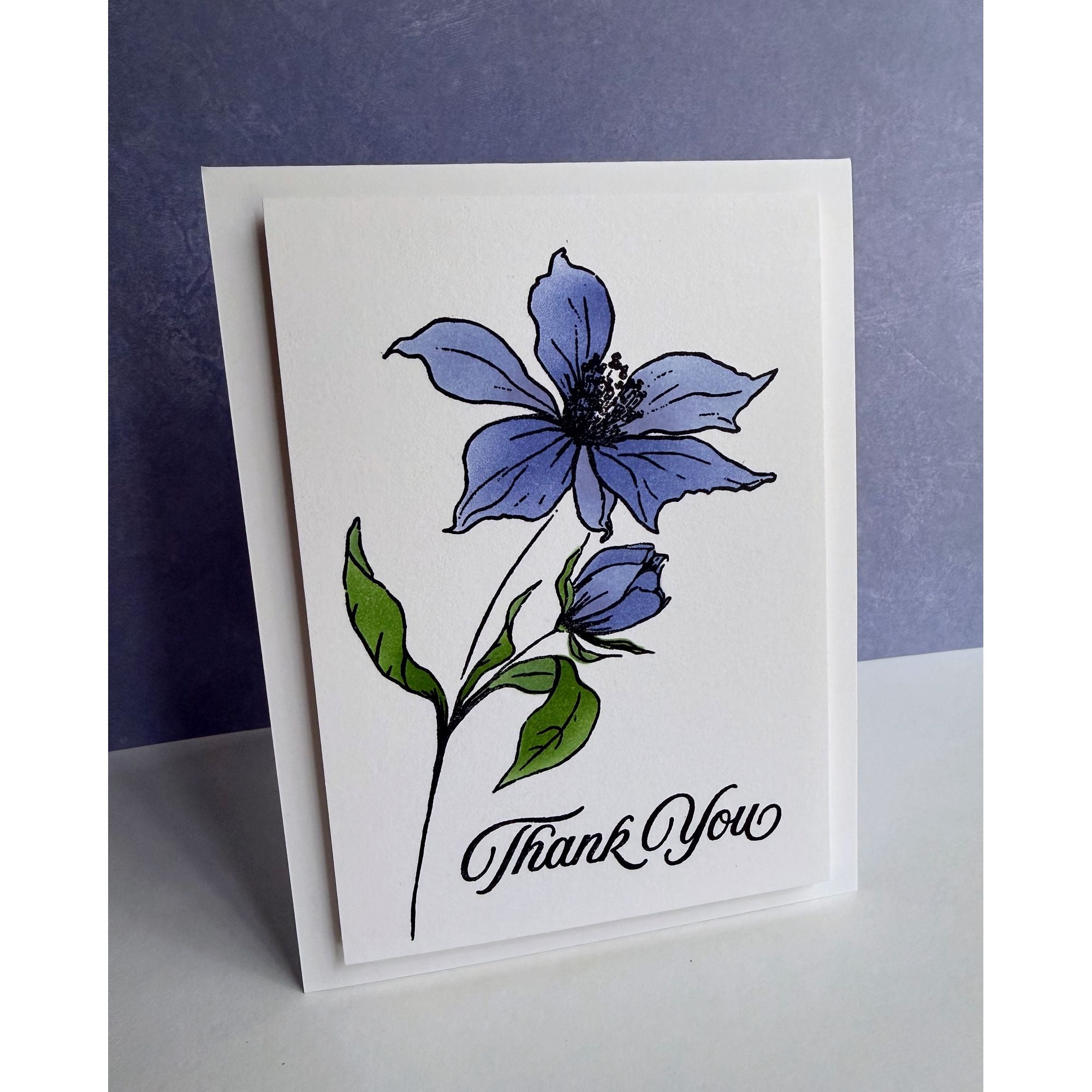 Simon Says Stamp Set of 2 Stencils Wild and Free Flowers 1152stc Always There Periwinkle Thank You Card Lisa Addesa
