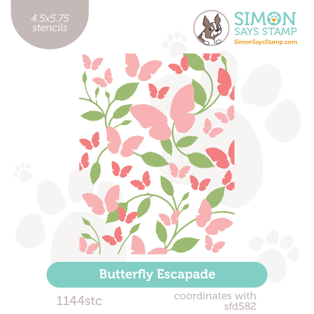 Simon Says Stamp Set of 3 Stencils Butterfly Escapade 1144stc In My Heart