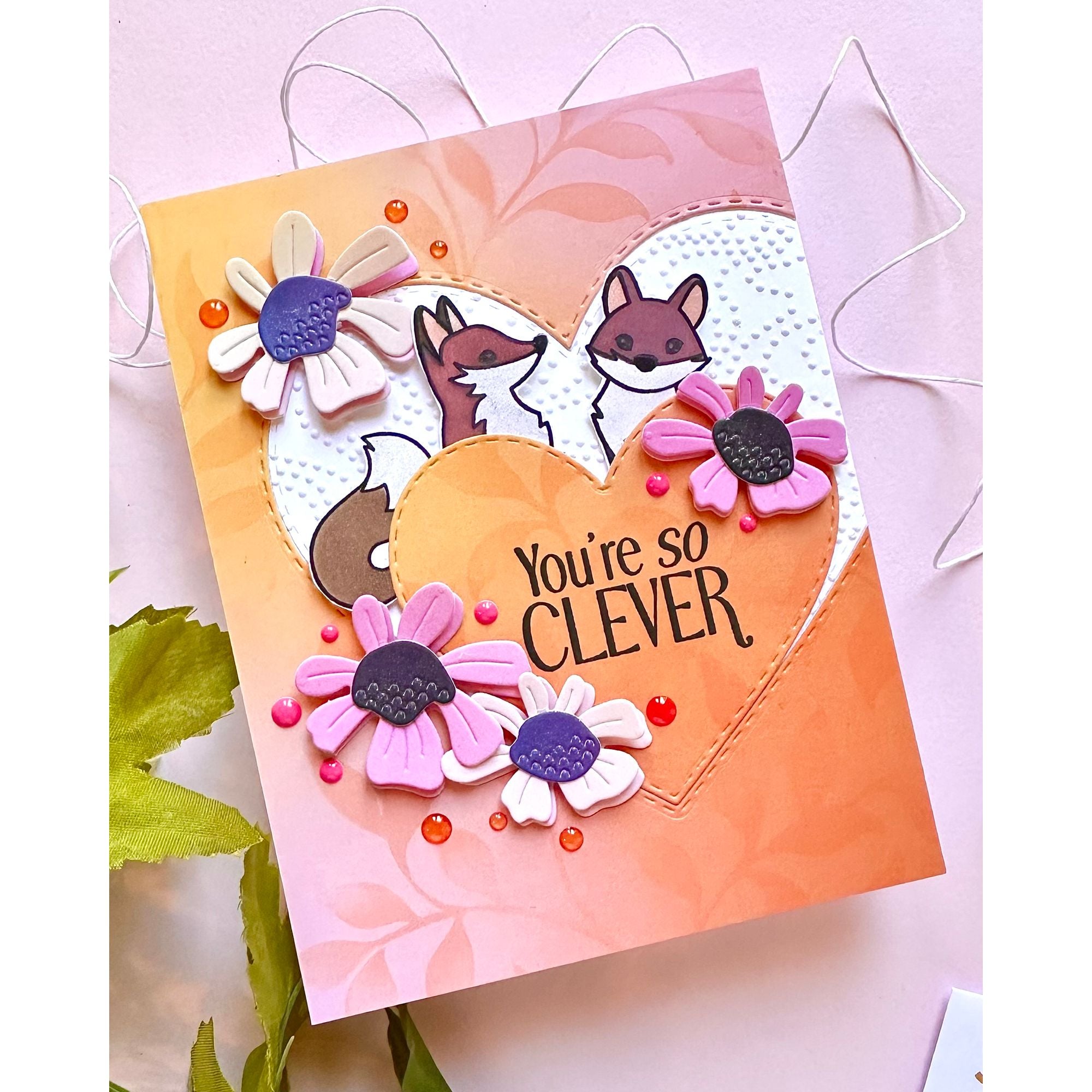 Simon Says Stamp Set of 4 Stencils Clever Fox 1130stc Shine On Enza Gudor Heart Foxes Card