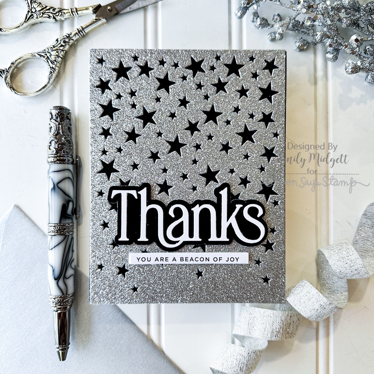 Simon Says Stamp Shine On Collection I Want It All Stand Alone Dies set1275sa Falling Stars Emily Midgett