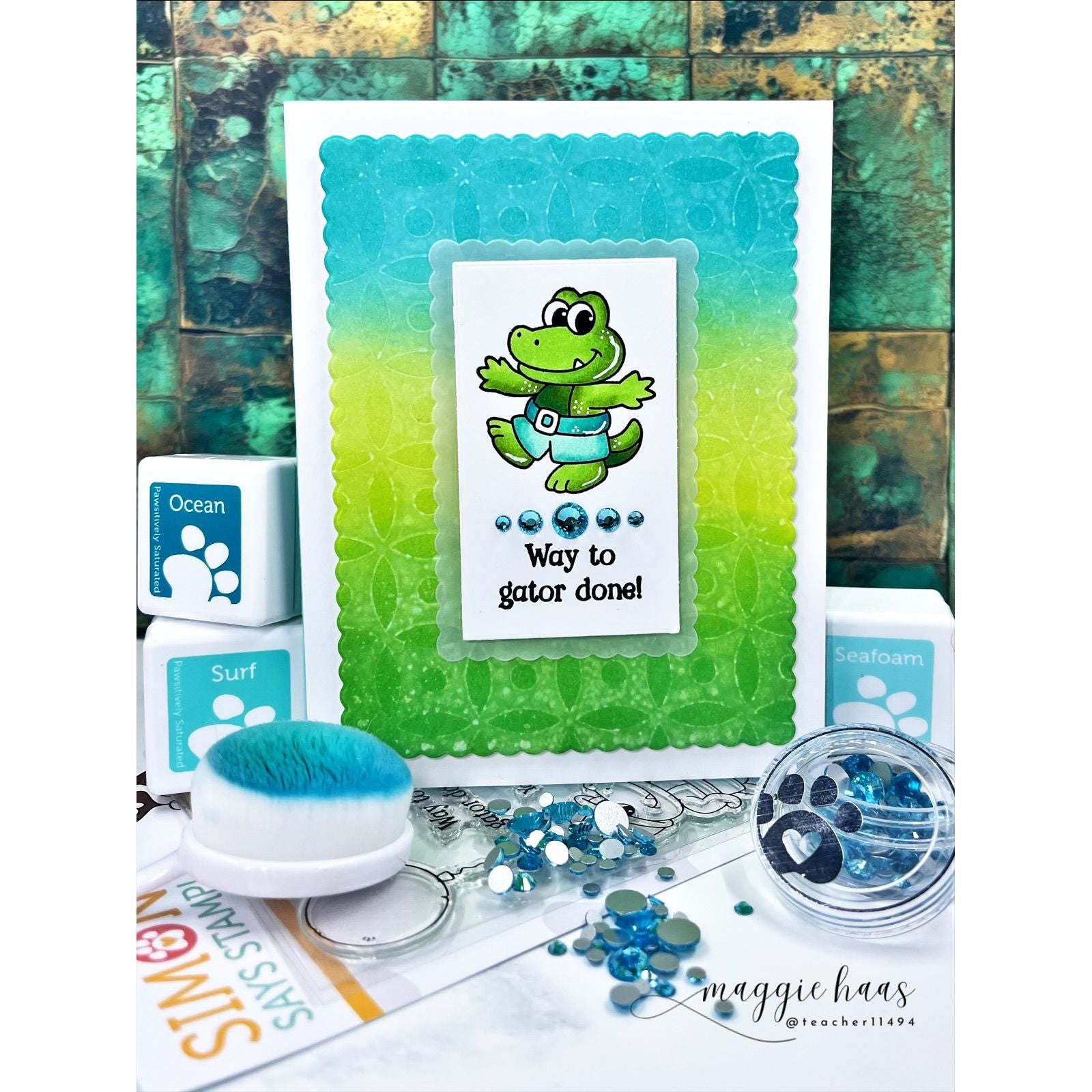 Simon Says Stamp Stencil Dot Petal Pattern 1127st Always There Congratulations Gator Card Maggie Haas