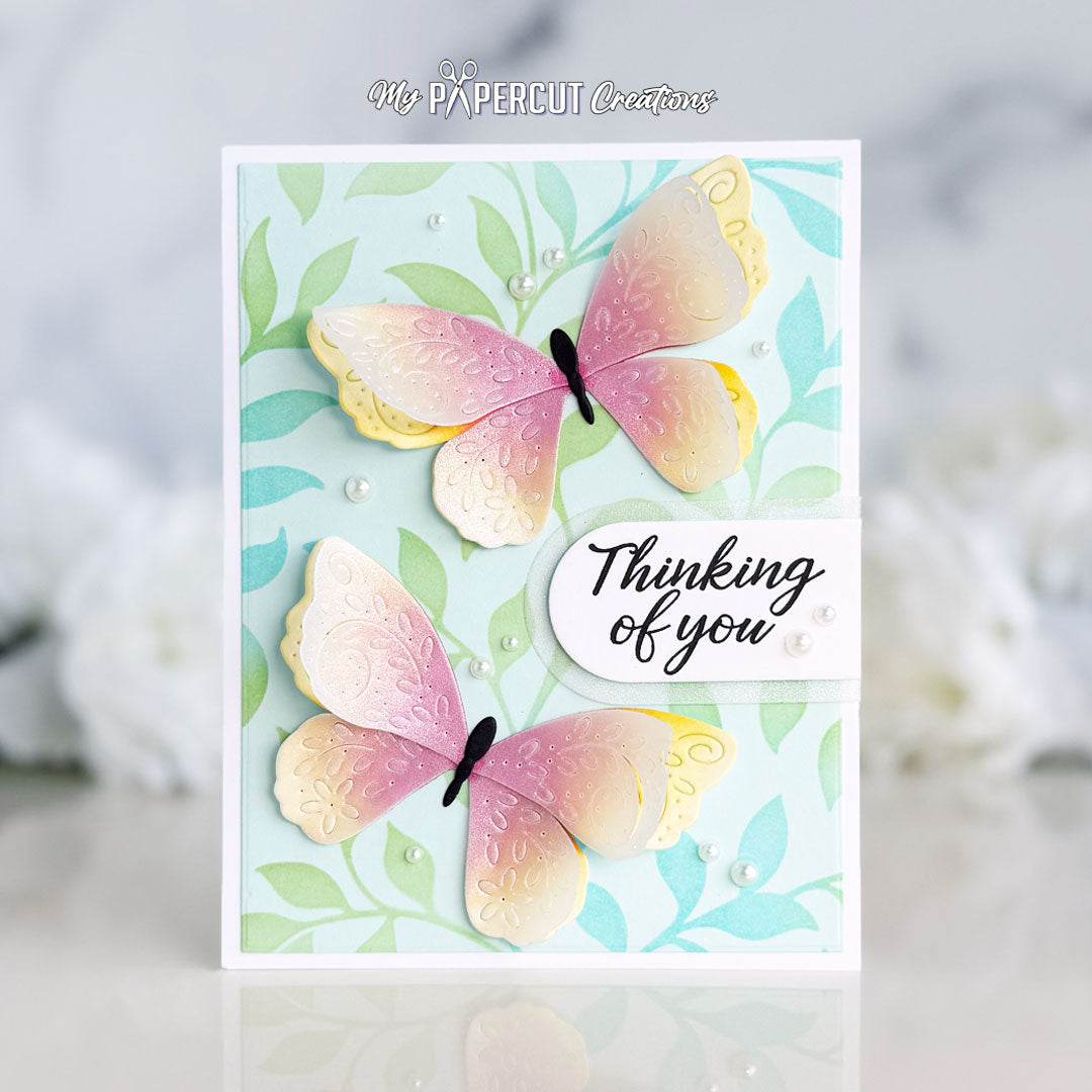 Simon Says Stamp Stencil Leafy Greens 1139st Shine On Butterfly Thinking of You Card Brenda Noelke | color-code:ALT04