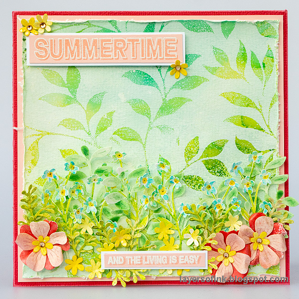 Simon Says Stamp Stencil Leafy Greens 1139st Shine On Summertime Square Card Anna-Karen Evaldsson | color-code:ALT02