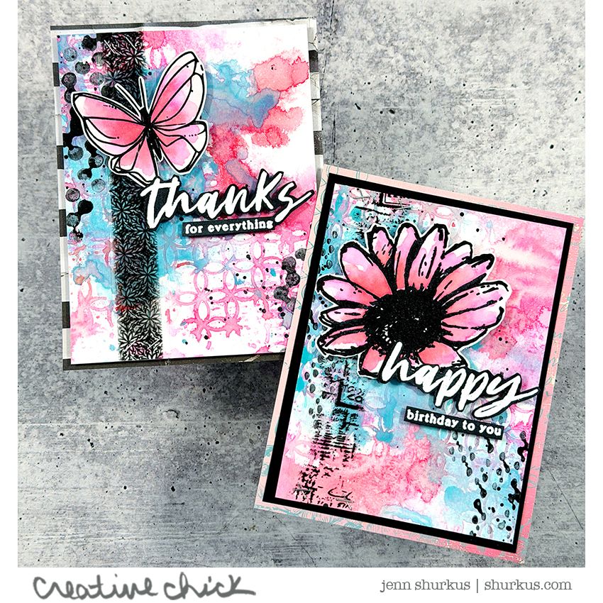 Simon Says Stamp Stencil Petal Lattice 1137st Bright Mixed Media Cards Jenn Shurkus | color-code:ALT10
