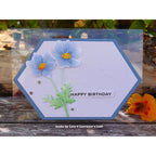 Simon Says Stamp Stencils and Dies Elongated Hexagons set1227eh Always There Blue Floral Clear Card Lorraine Aquilina