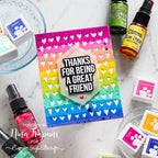 Simon Says Stamp Stencils and Dies Elongated Hexagons set1227eh Always There Rainbow and Hearts Friend Card Nina-Marie Trapani