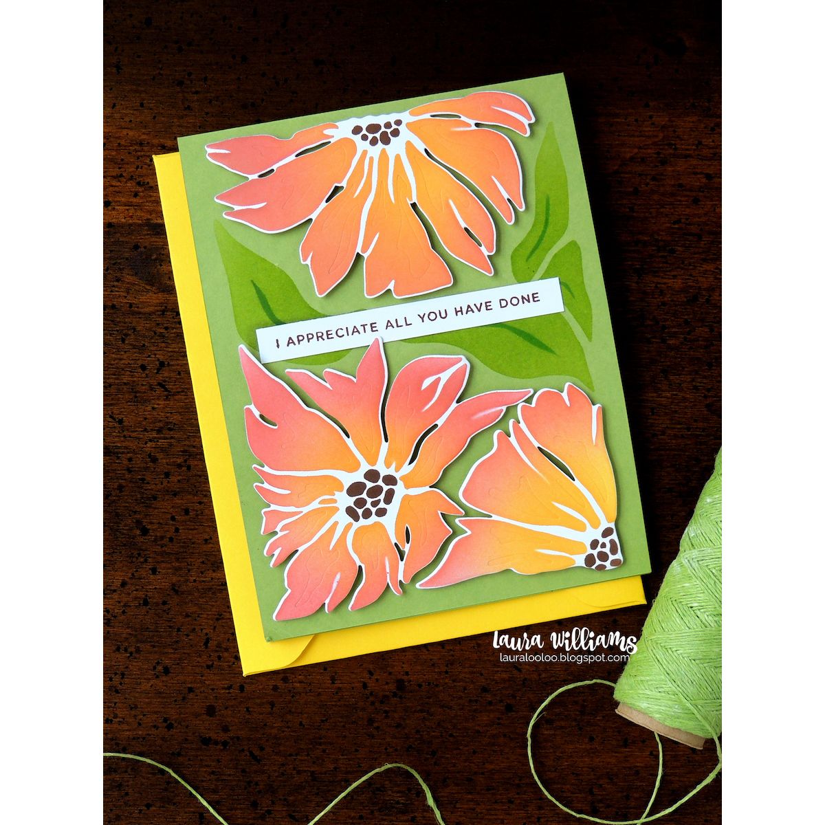 Simon Says Stamp Stencils and Dies Friendly Blossoms set1190fb In My Heart Appreciate You Card