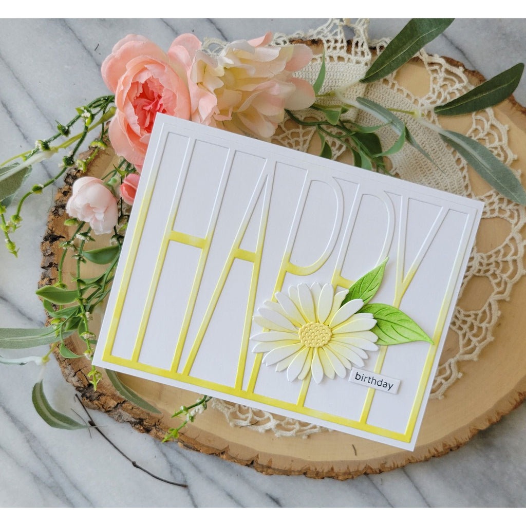 Simon Says Stamp Tall Happy Cover Wafer Die 1622md Shine On Happy Birthday Card with Daisy Rosemary Dennis | color-code:ALT09