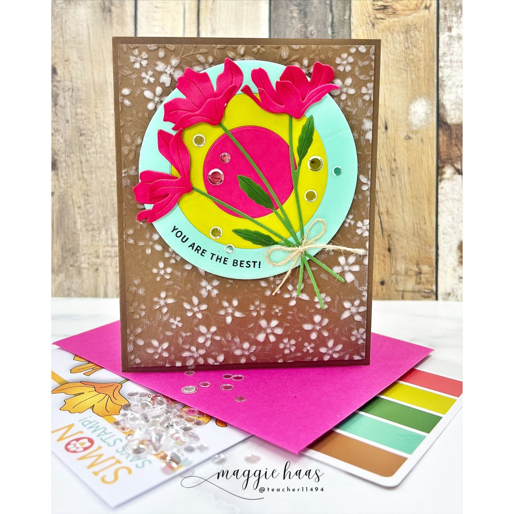 Simon Says Stamp XL Criss-cross Pop Art Wafer Dies Bundle set1285xp Maggie Haas Bold Circles and Flowers Card