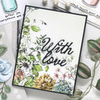 Simon Says Stamp XL Darling Script Greetings Wafer Dies 1740sd Shari Carroll Antique Flowers Love Card | color-code:ALT01