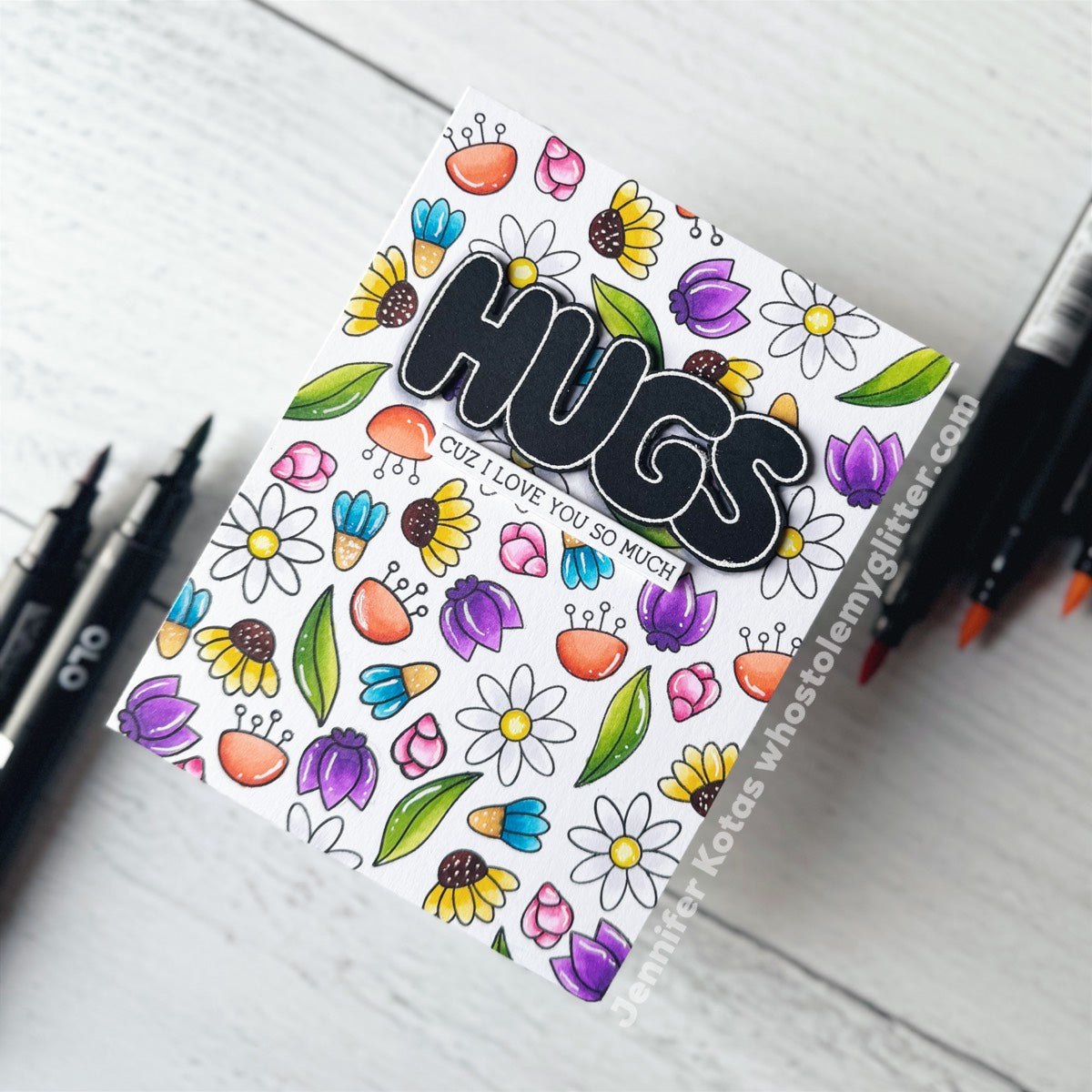 Simon Says Stamps Dies and Stencil Hugs To You set918ht To Be Loved Hugs Card | color-code:ALT02 Jennifer Kotas Overall Pattern