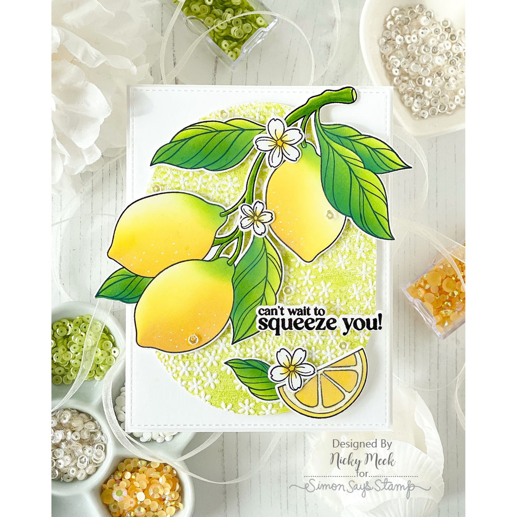 Simon Says Stamps Dies and Stencils Squeeze You set1294sy Every Happiness Nicky Meek Citrus Squeeze You Card