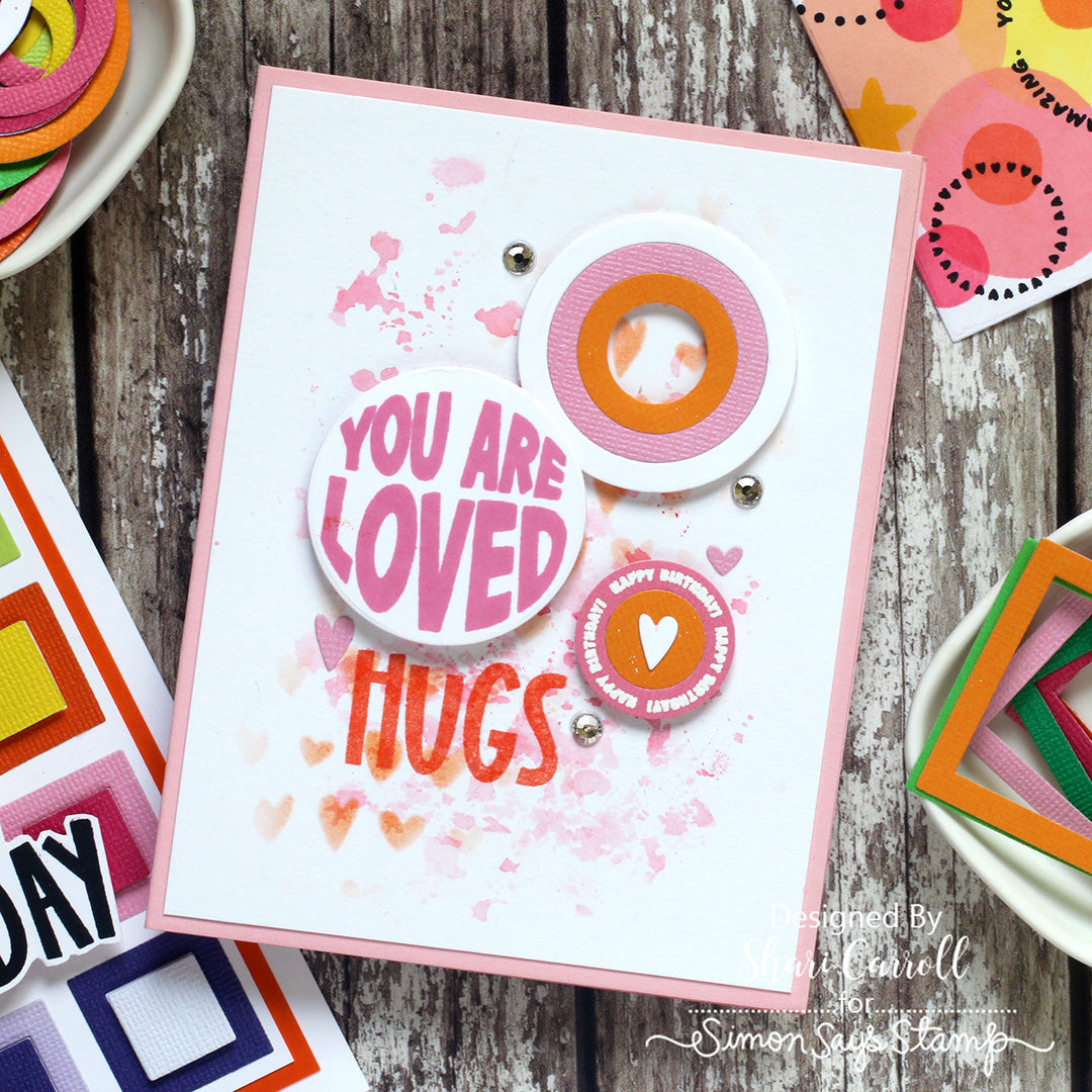 Simon Says Stamps and Dies Criss-cross Pop Art Bundle set1284cc Hugs Card Shari Carroll | color-code:ALT01