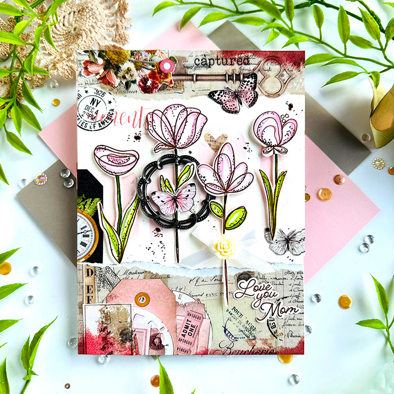 Simon Says Stamps and Dies Long Stem Florals set1217ls Love You Card Bobbi Lemanski