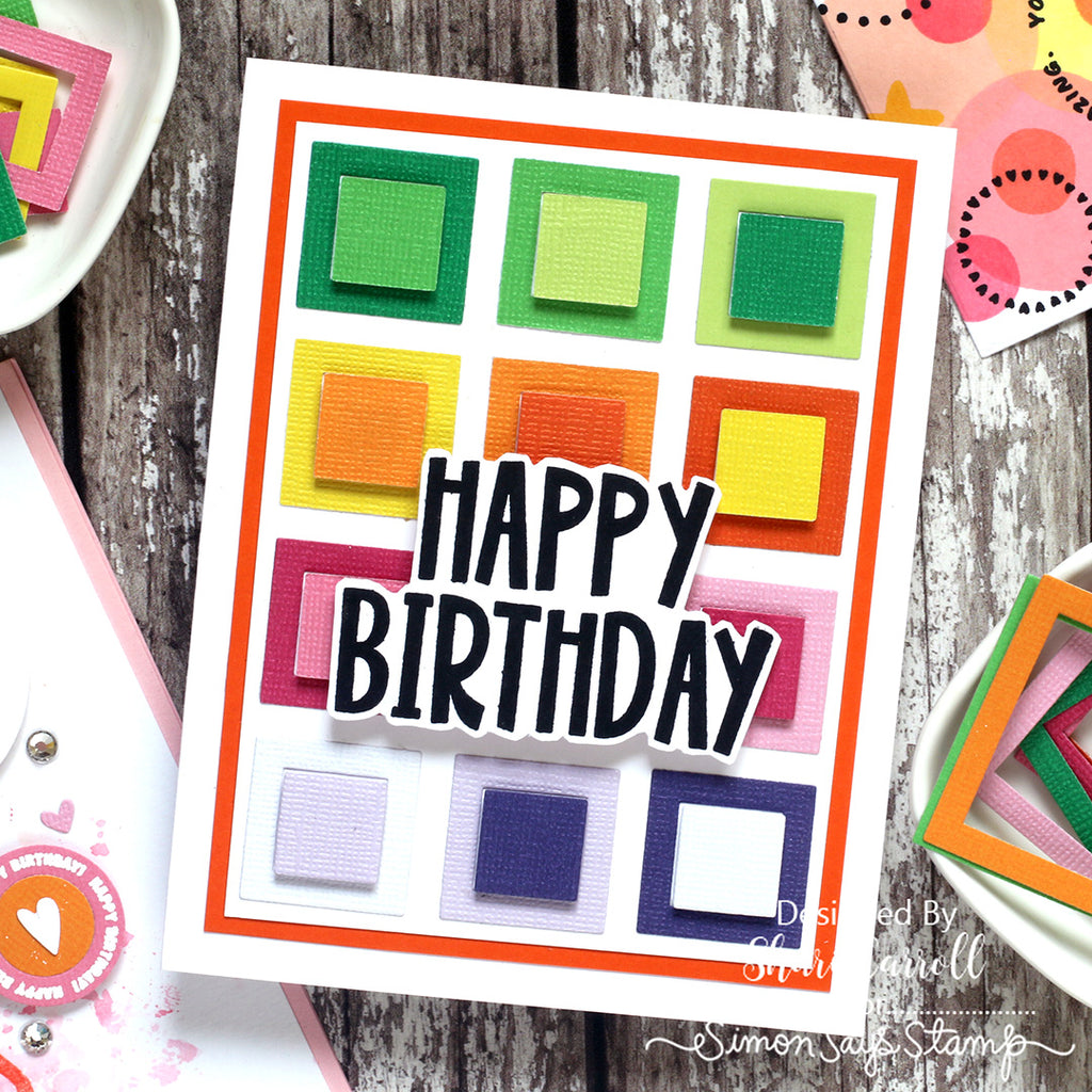 Simon Says Stamps and Dies Pop Art and Pieces set1283pa Colorful Squares Birthday Card Shari Carroll | color-code:ALT03
