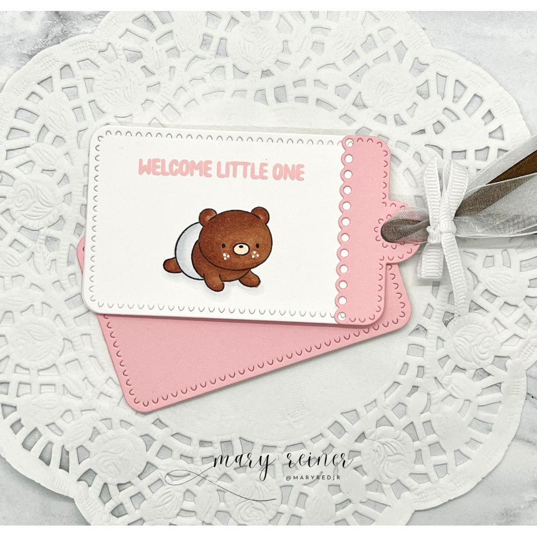 Simon Says Stamps and Dies Welcome Little One set986wl Moments in Time Baby Gift Tag Mary Reiner