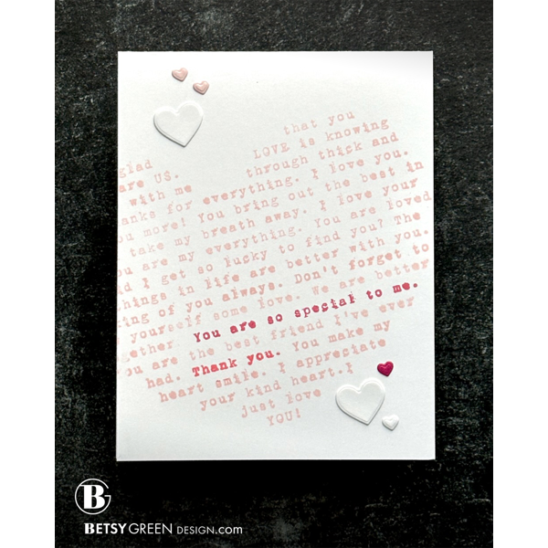 Simon Says Stamps and Dies Words of Love set1134wl Heart to Heart Betsy Green Highlighted Words Valentine
