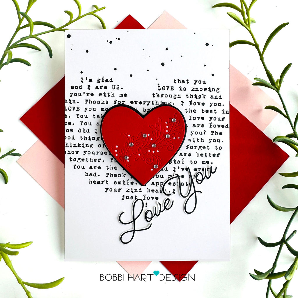 Simon Says Stamps and Dies Words of Love set1134wl Heart to Heart Bobbi Hart Red Center Valentine