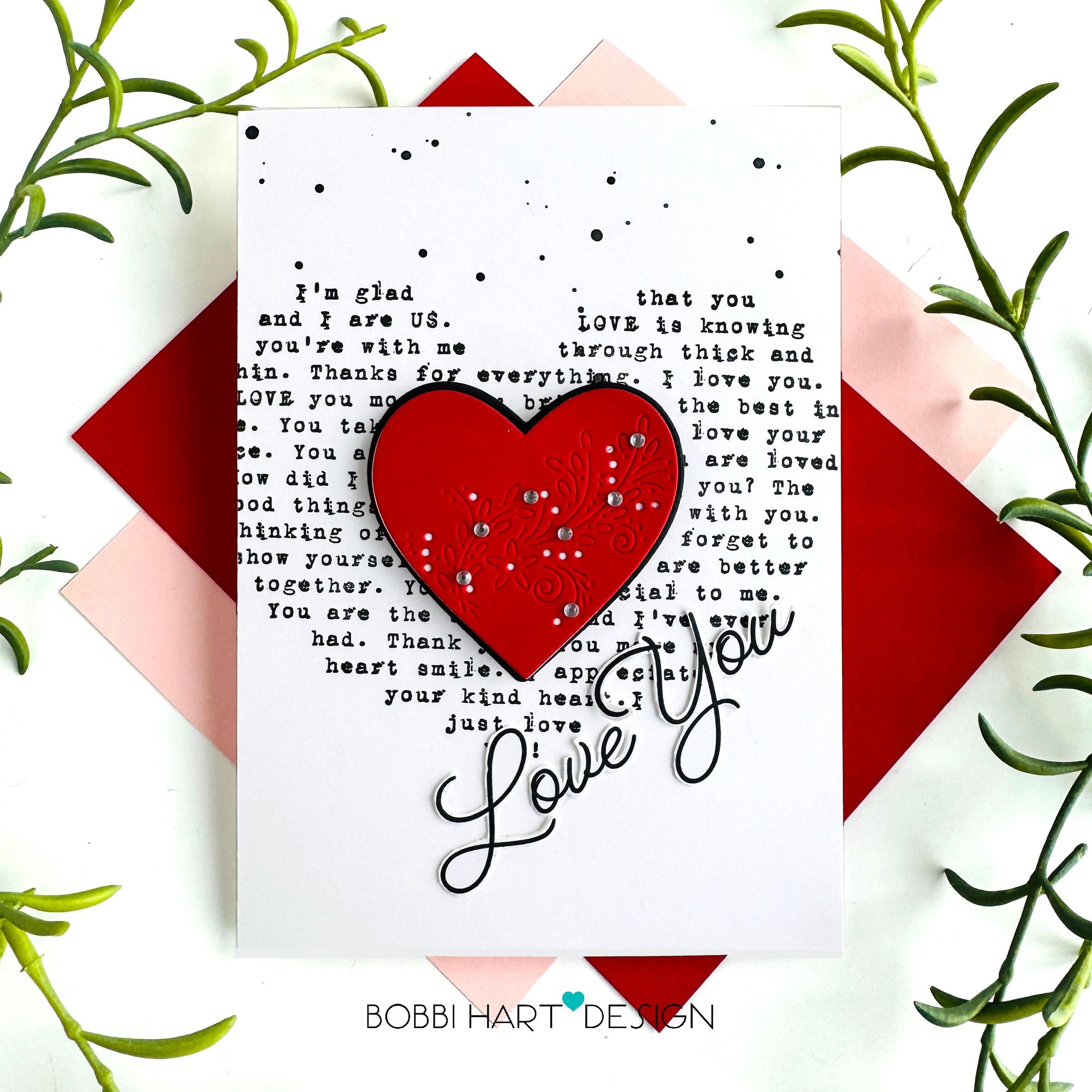 Simon Says Stamps and Dies Words of Love set1134wl Heart to Heart Bobbi Hart Red Center Valentine