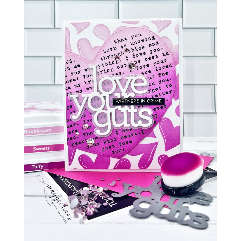 Simon Says Stamps and Dies Words of Love set1134wl Heart to Heart Maggie Haas Love Your Guts Card