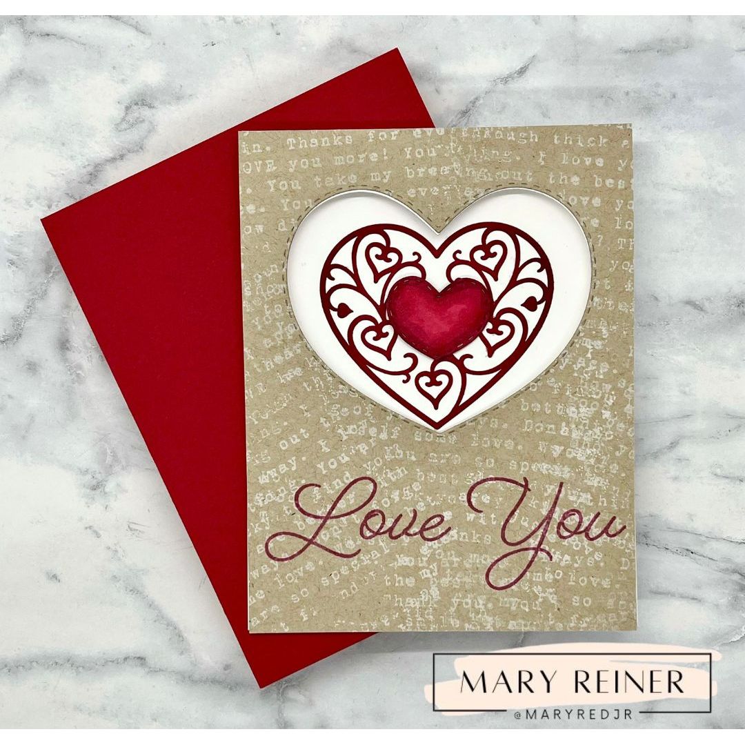 Simon Says Stamps and Dies Words of Love set1134wl Heart to Heart Mary Reiner Lacy Heart