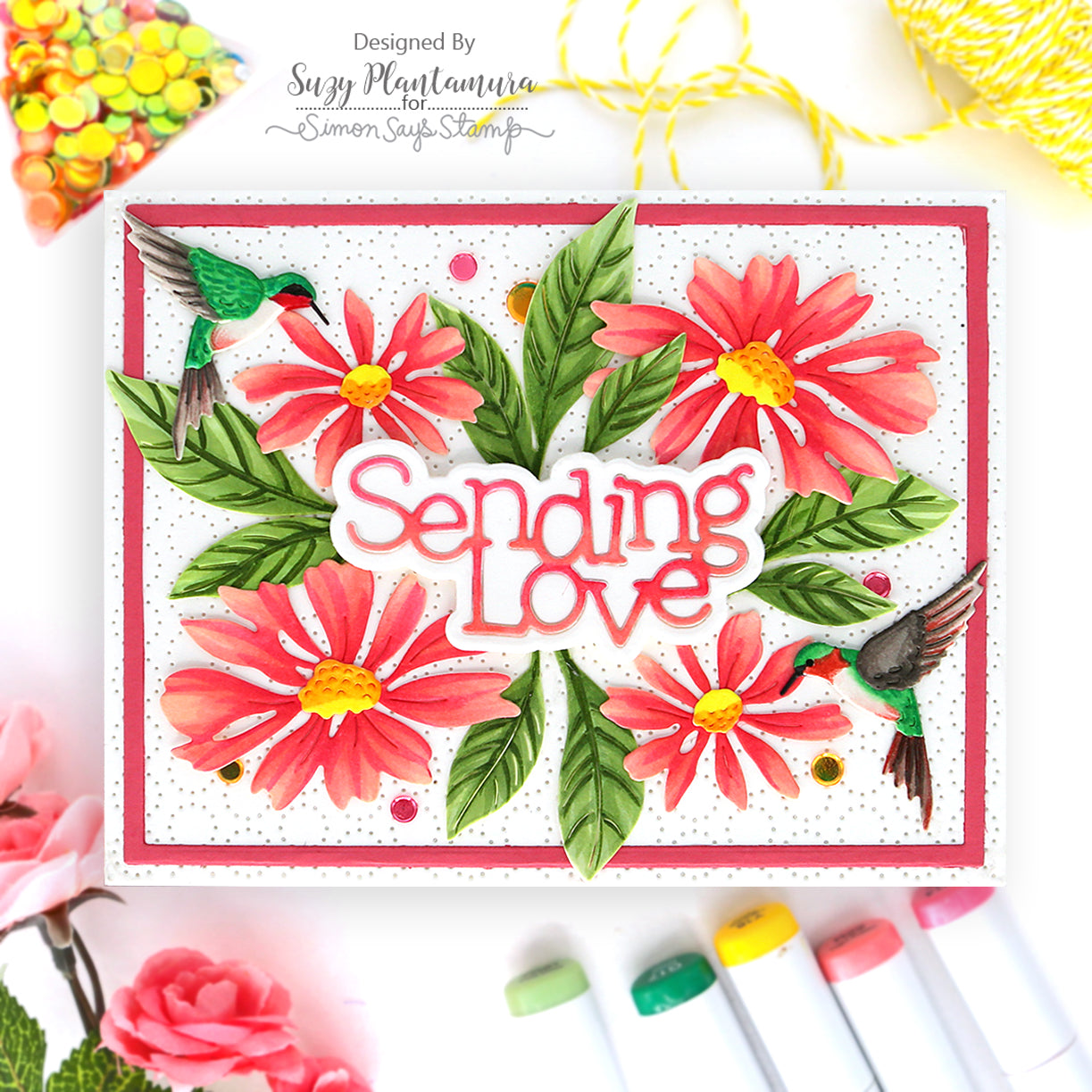 Simon Says Stamp Simple Sending Love Wafer Dies 1120sd Cheering for You Sending Love Card | color-code:ALT05