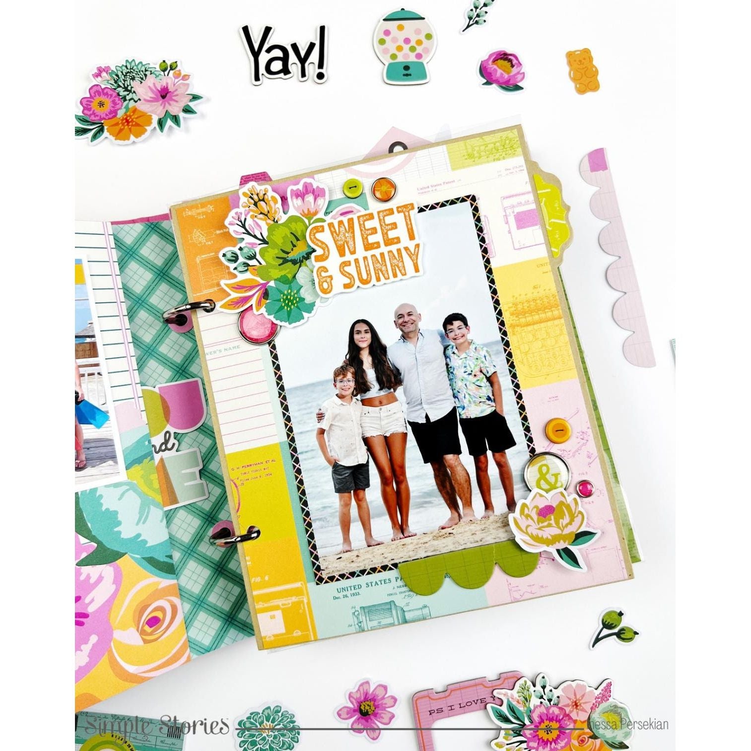 Simple Stories Color Me Happy Bits And Pieces 26519 Sweet Sunny Layout