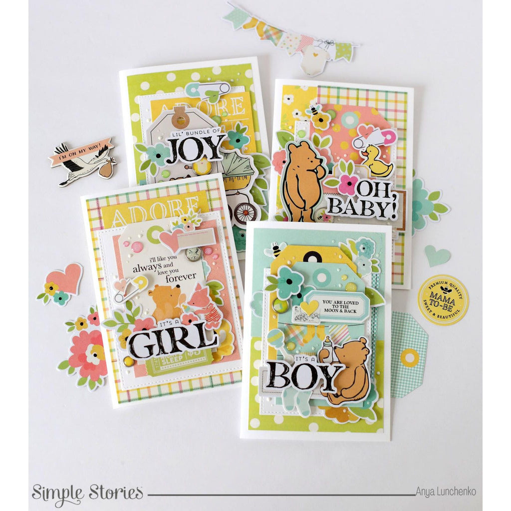 Simple Stories Say Cheese Classic Pooh Baby 6 x 8 Paper Pad 25822 New Born Cards