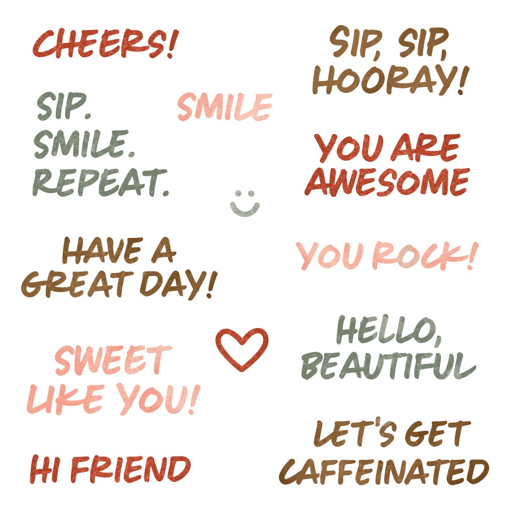 Honey Bee Sip Smile Repeat Clear Stamps And Dies Bundle