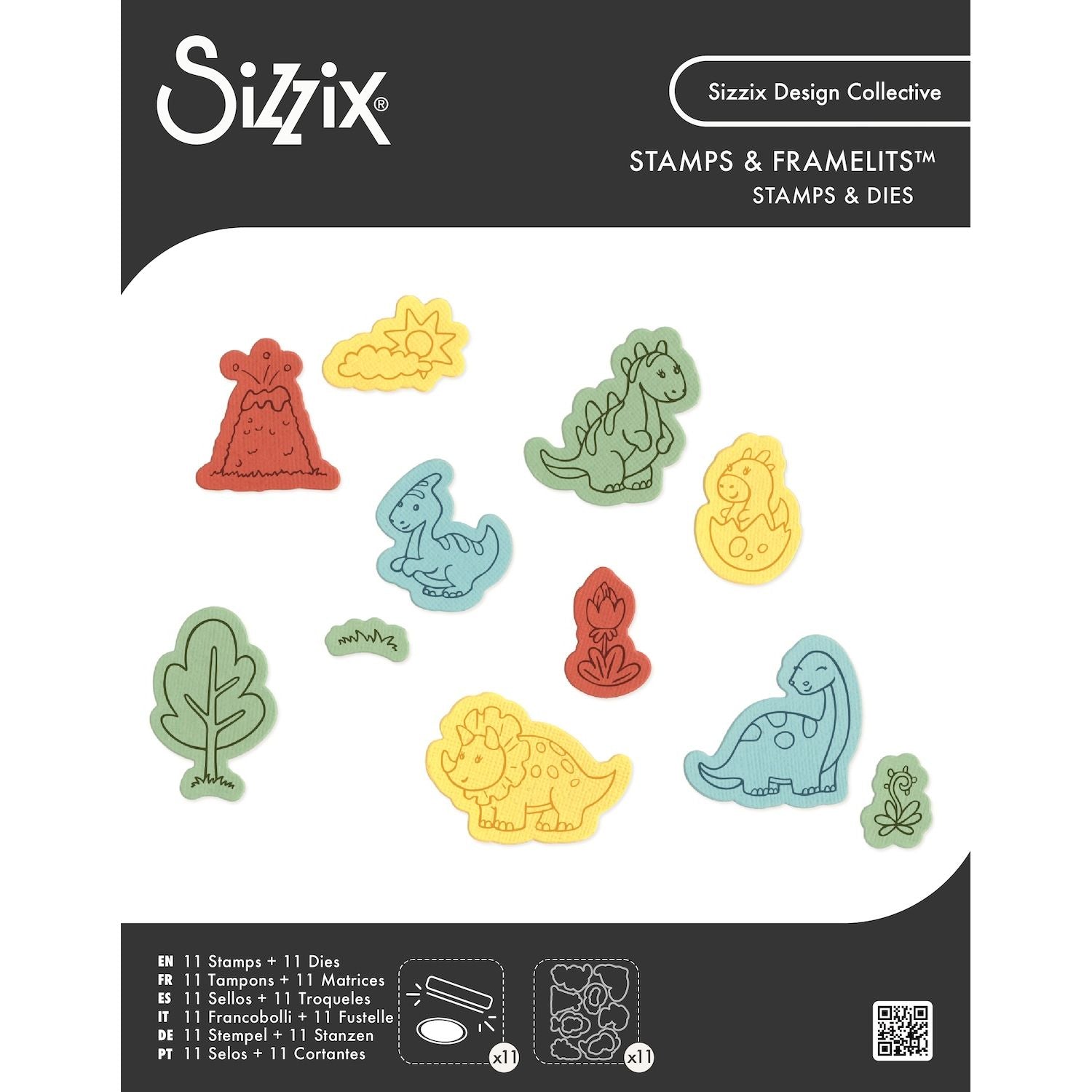 Sizzix Dinosaur Adventures Framelits Dies and Stamps Set 667152