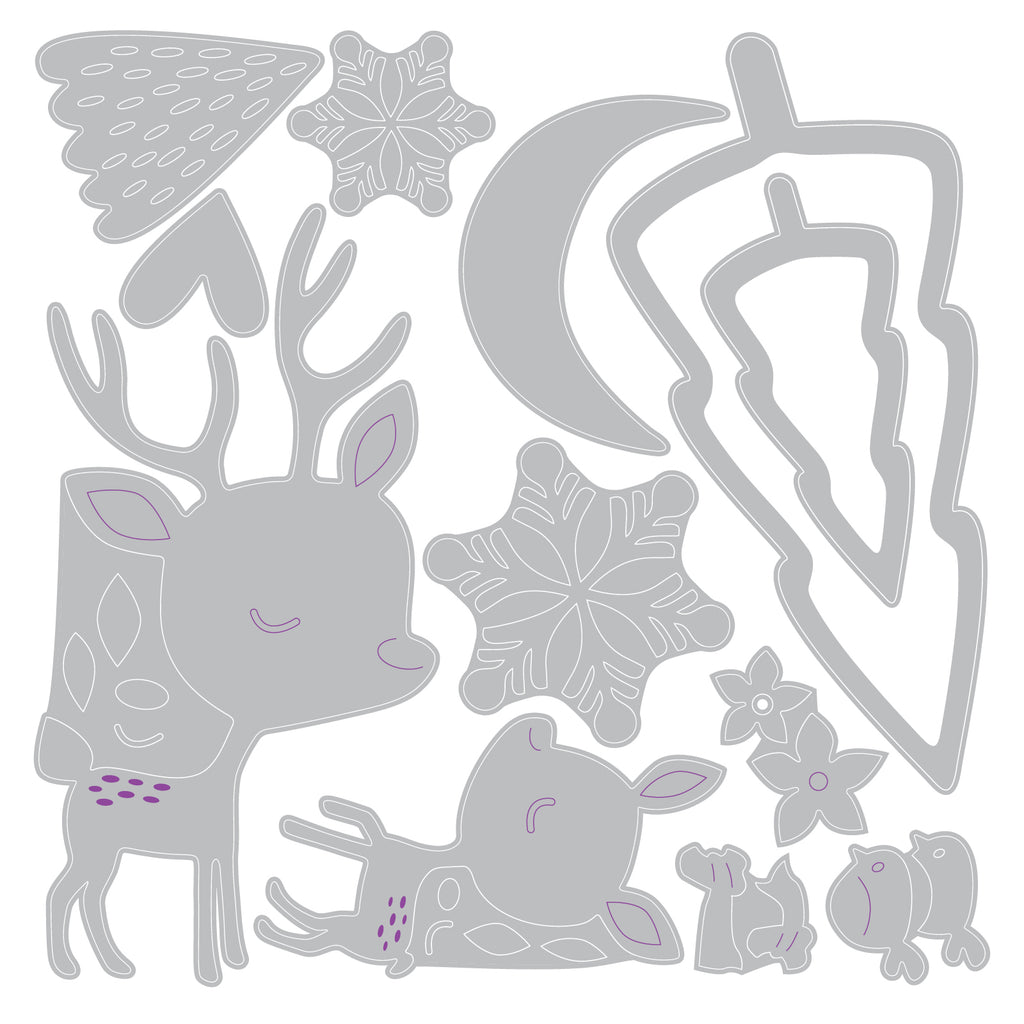 Sizzix Hello Deer Thinlits Die Set 667139 line work