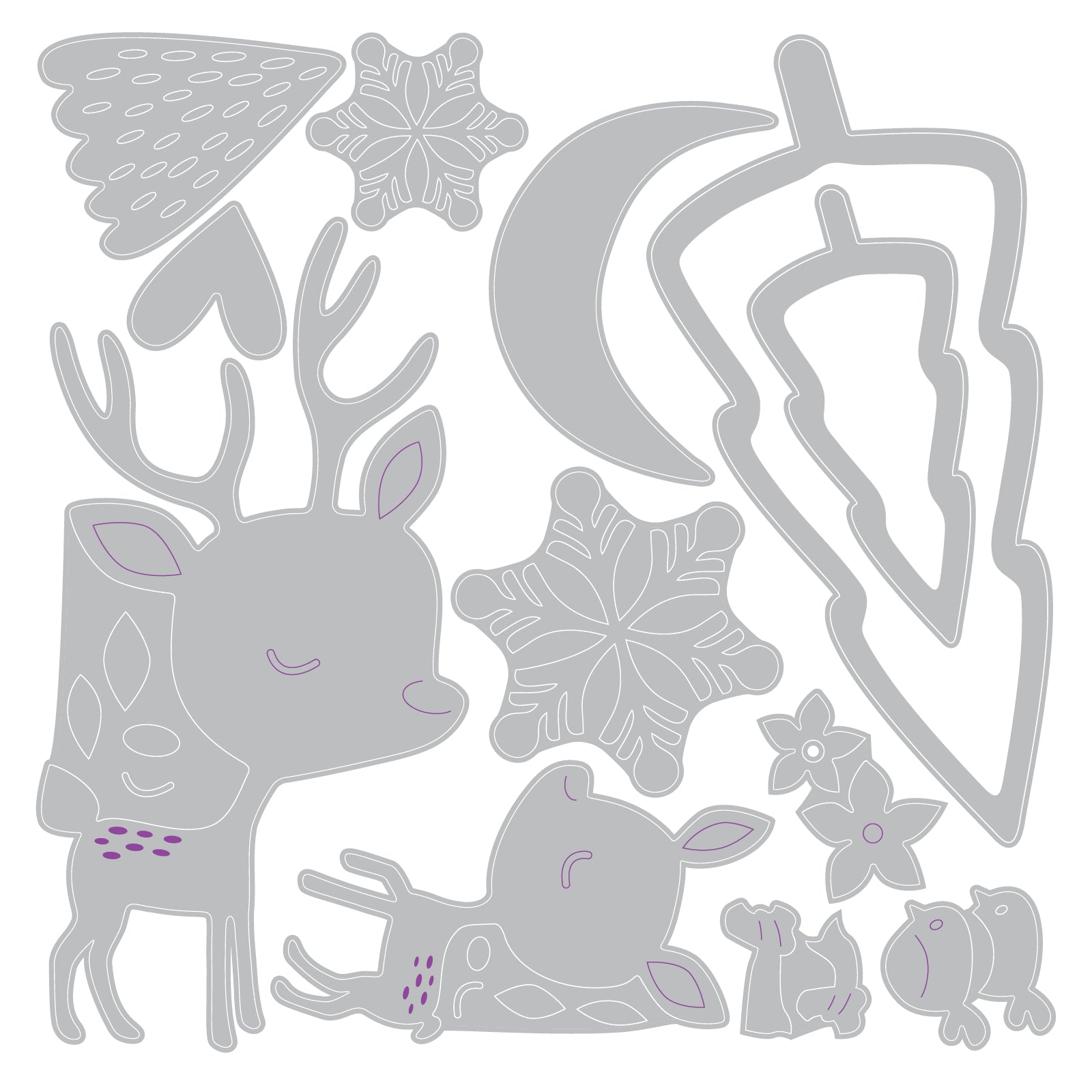 Sizzix Hello Deer Thinlits Die Set 667139 line work