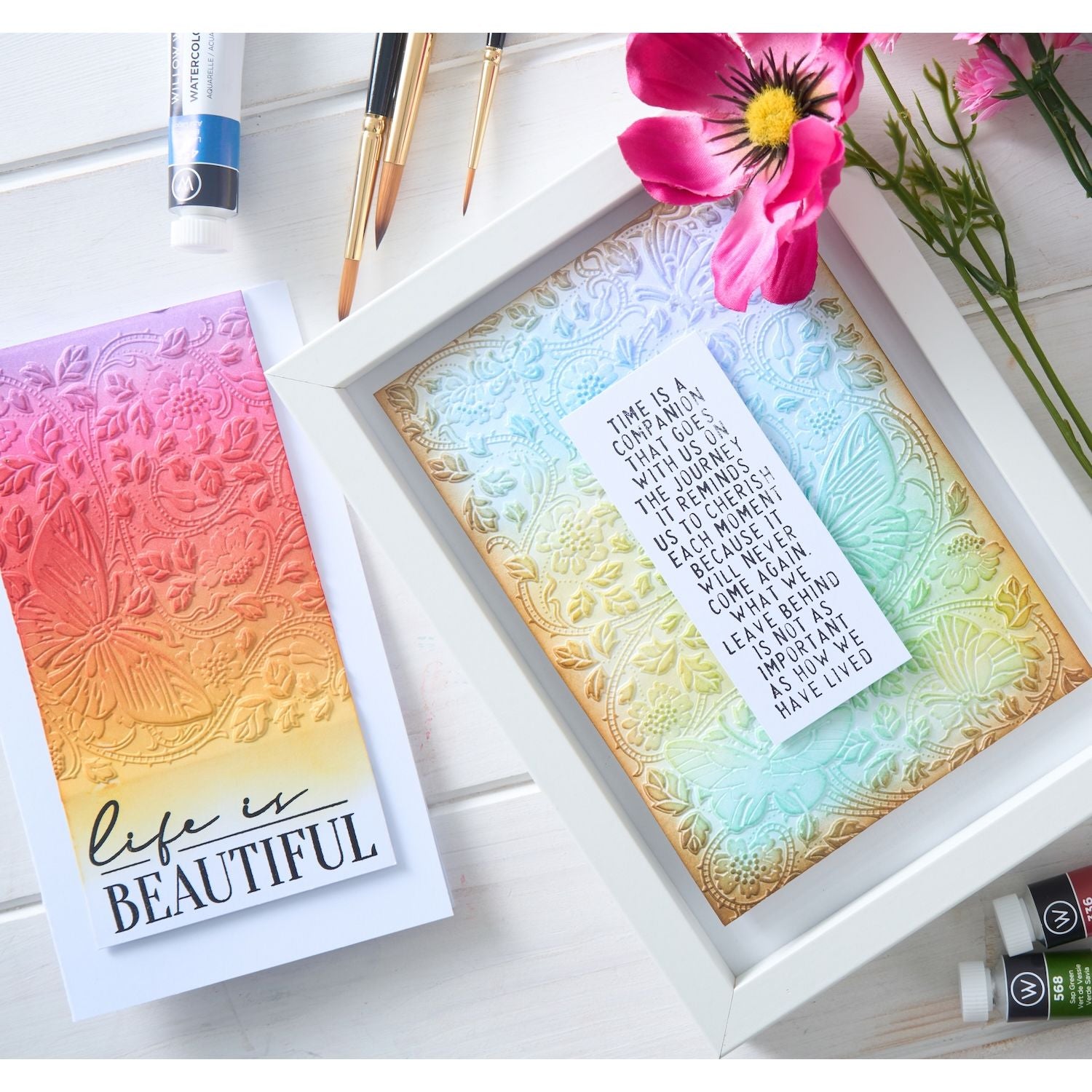 Sizzix Studio A6 ML Embossing Folder Nouveau Butterfly 667030 life is beautiful cards