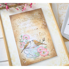 Sizzix Studio Birds and Biscuits Clear Stamps and Stencils 667126 tea cup with birds pink flowers card