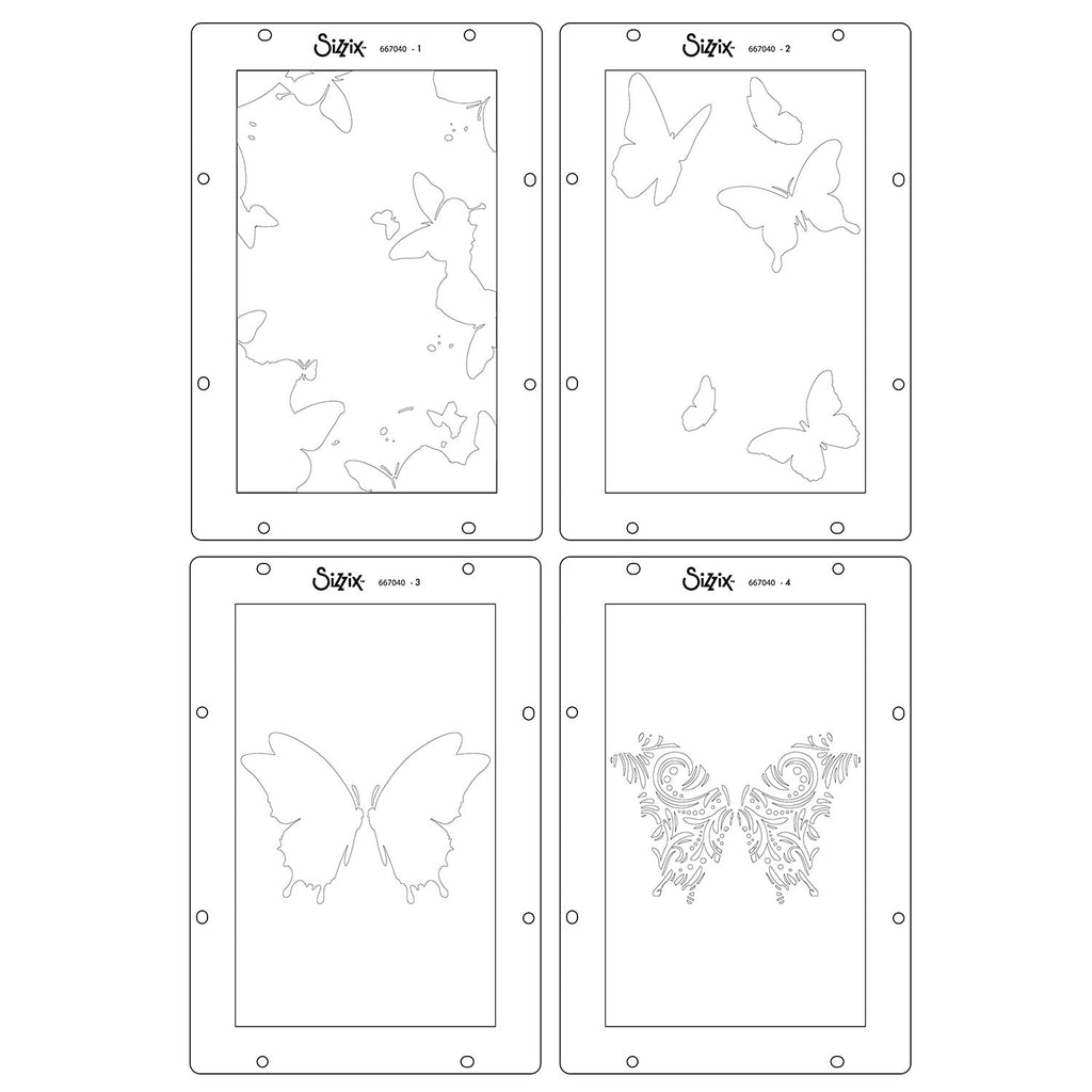 Sizzix Studio Butterflies Layered Stencils 667040 designs
