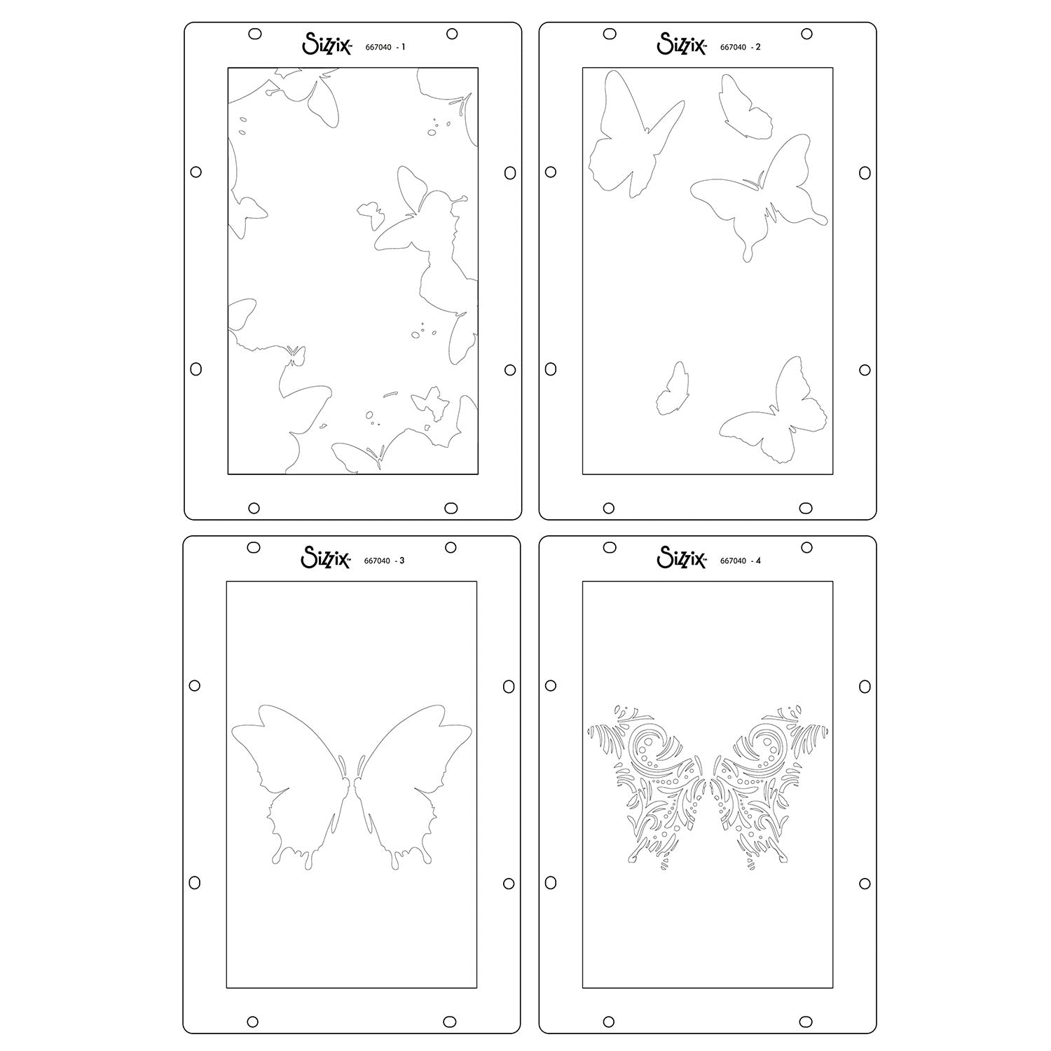 Sizzix Studio Butterflies Layered Stencils 667040 designs