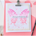 Sizzix Studio Butterflies Layered Stencils 667040 pink butterfly pink splats always and forever card
