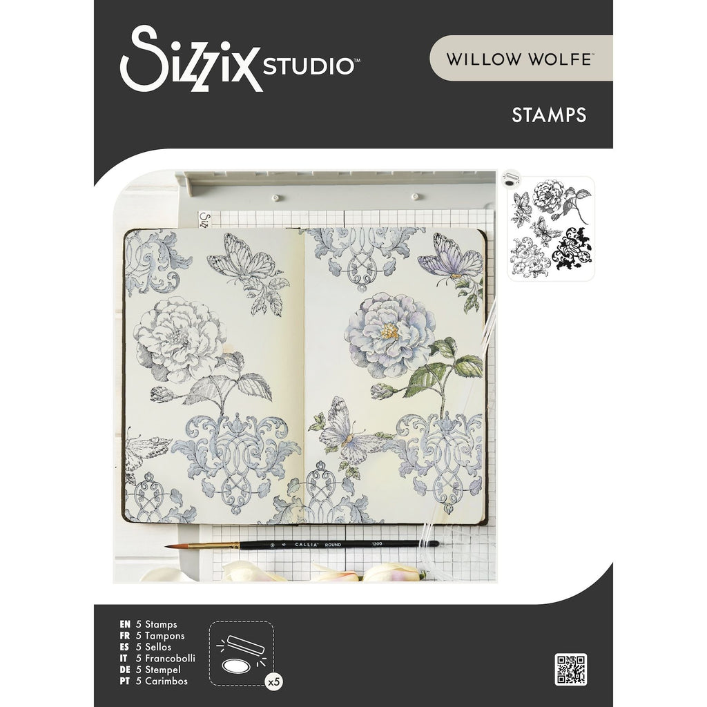 Sizzix Studio Ornamental Butterflies Clear Stamp Set 667028