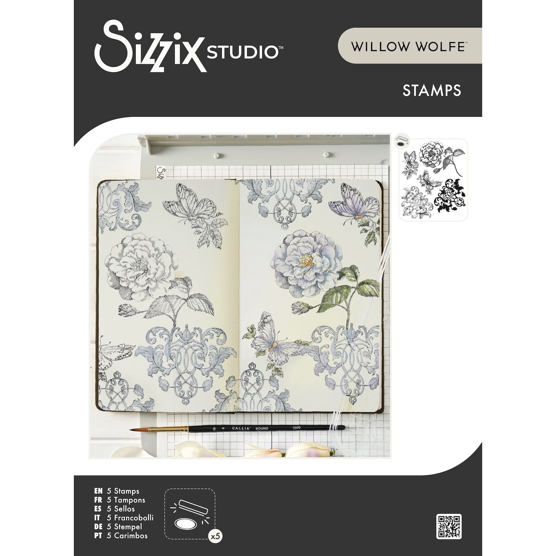 Sizzix Studio Ornamental Butterflies Clear Stamp Set 667028