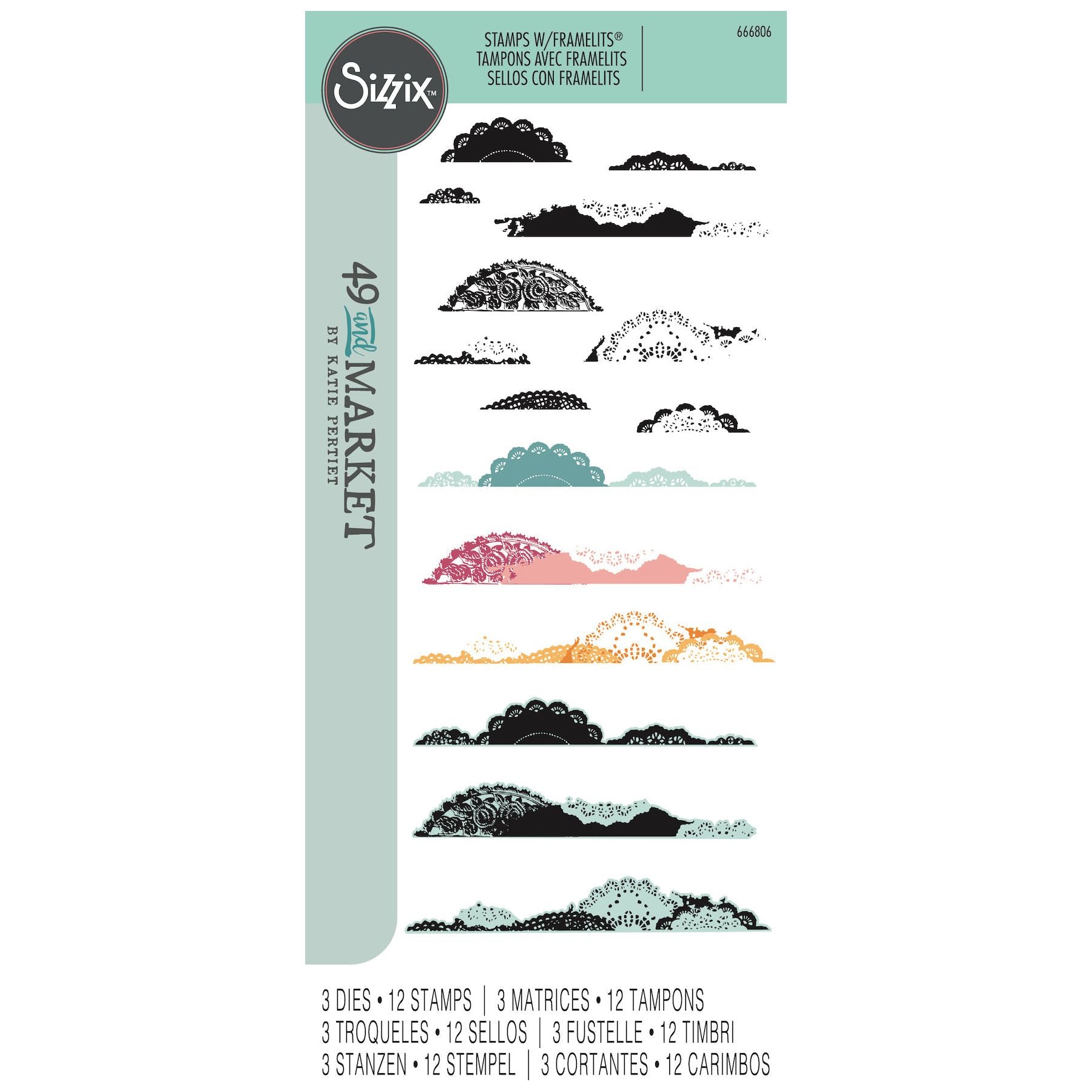 Sizzix and 49 and Market Doily Edgers Stamps and Framelits Set 666806