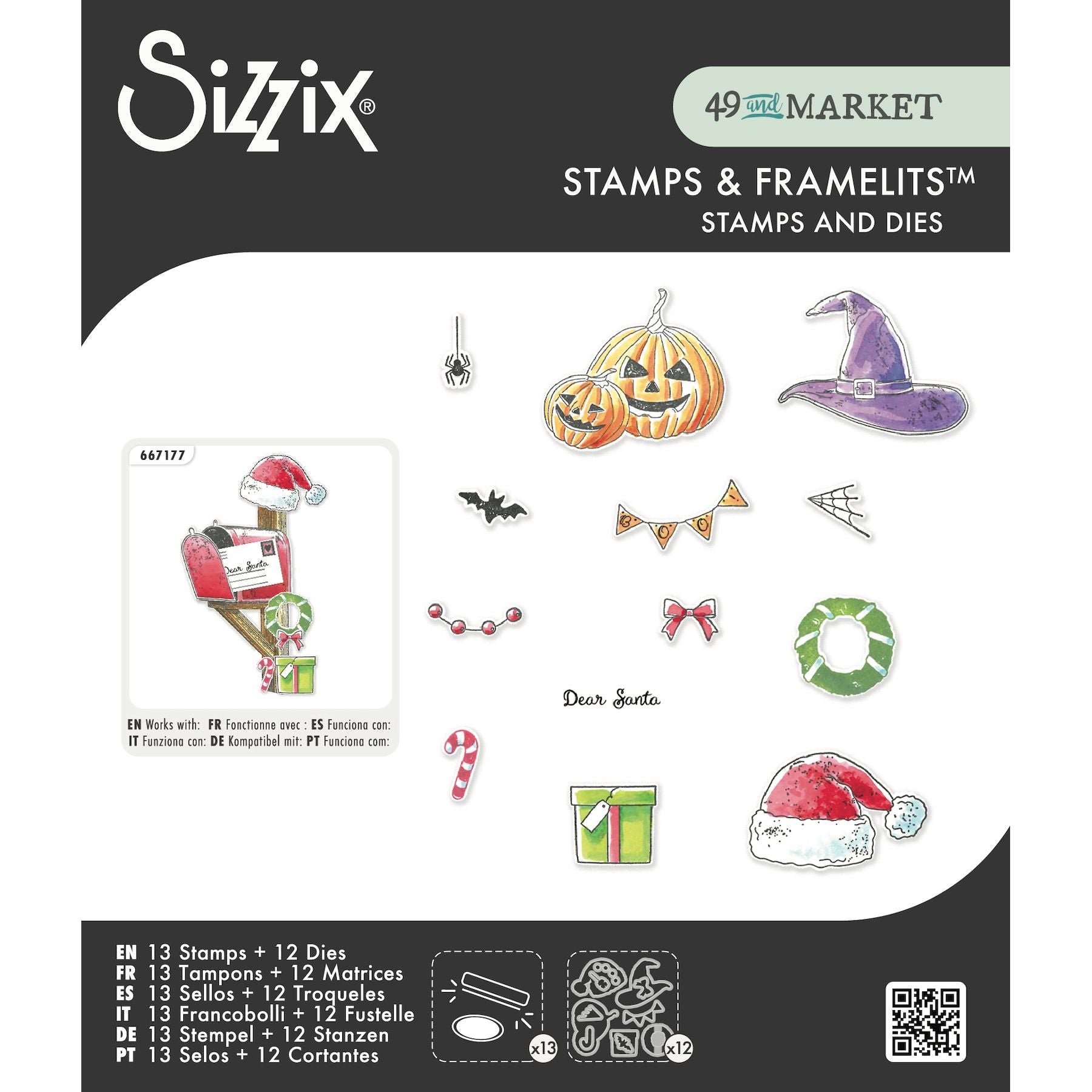 Sizzix and 49 and Market Holiday Drop Clear Stamps and Framelits Dies 667178