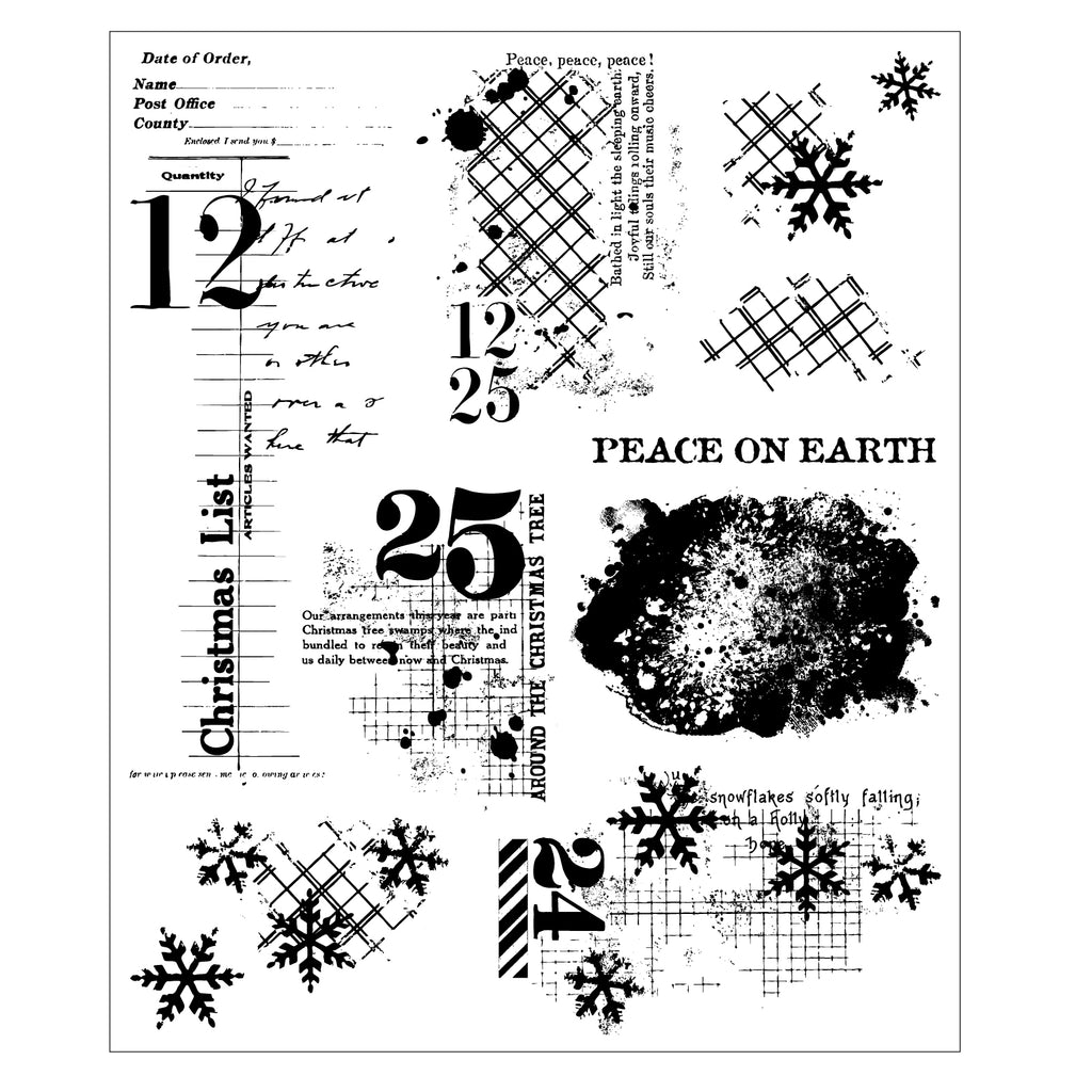 Sizzix and 49 and Market Holiday Textures Clear Stamps Set 667181 numbers