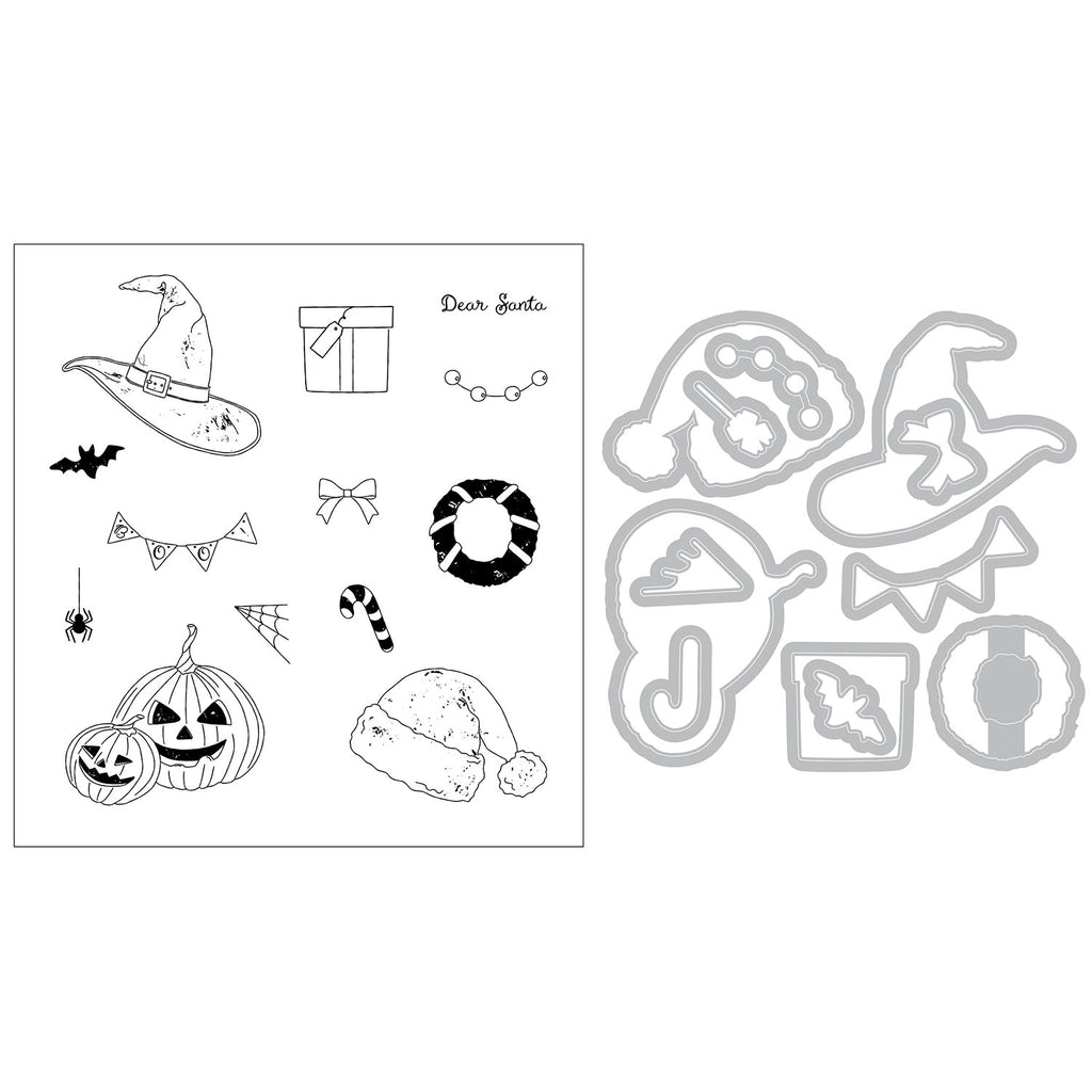 Sizzix and 49 and Market Letter Drop Clear Stamps and Framelits Dies Bundle pumpkin