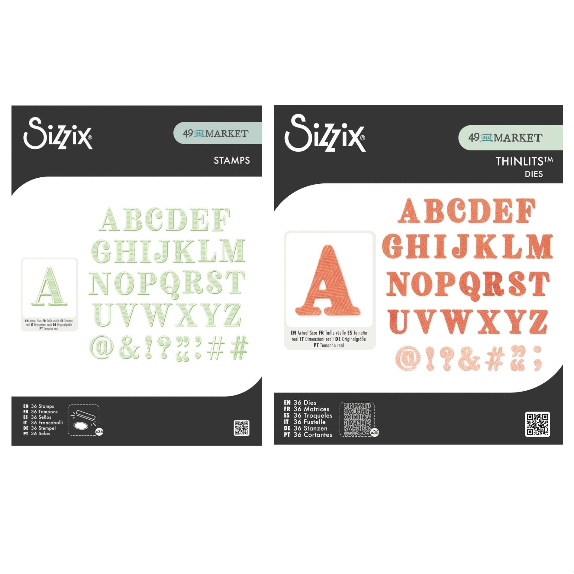 Sizzix and 49 and Market Lino Type Revival Thinlits Dies and Stamp Bundle