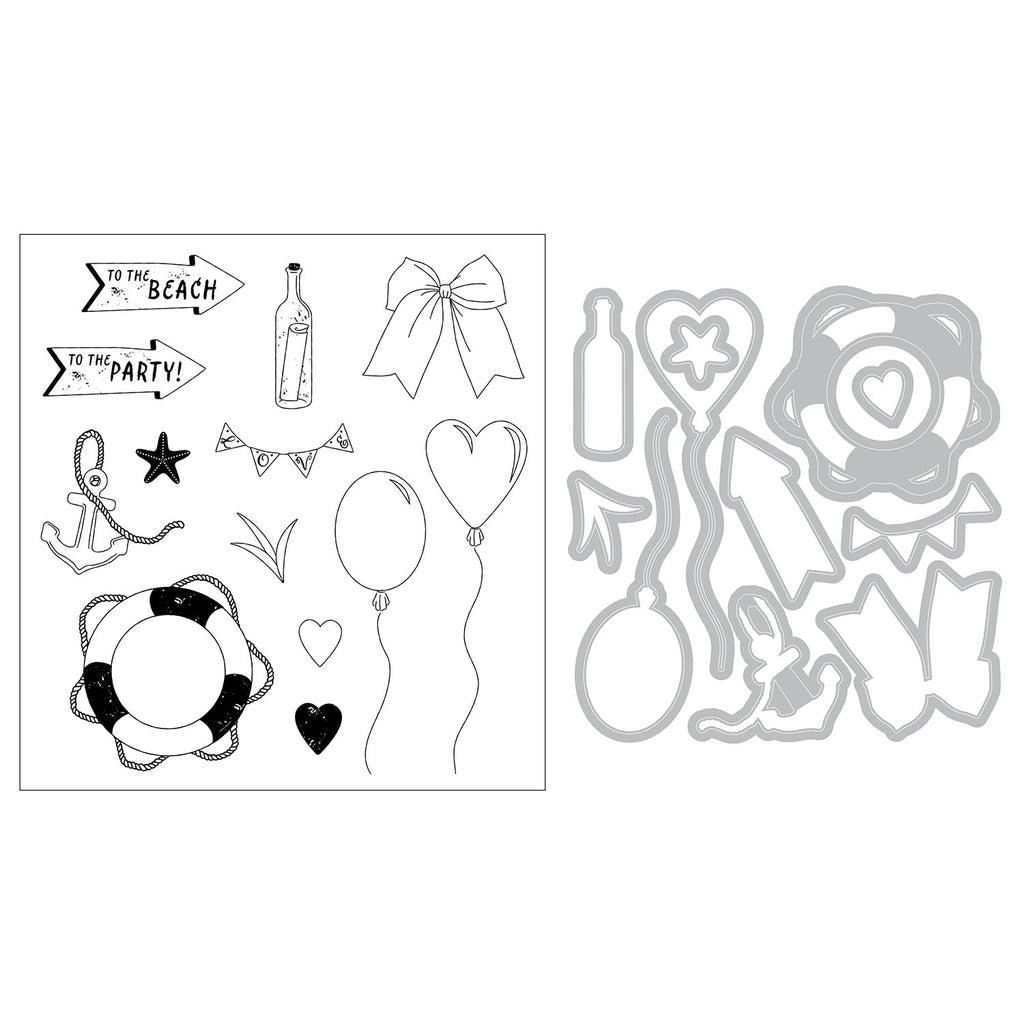 Sizzix and 49 and Market Sweet Drop Clear Stamps Set and Framelits Dies 667179 contents inside